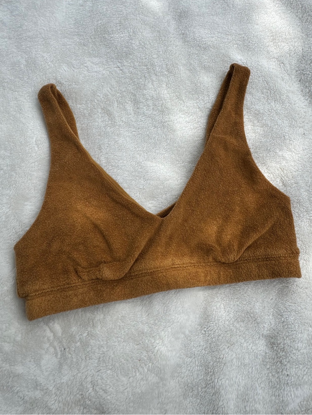 Aerie Terry Cloth Bikini Top Brown Small